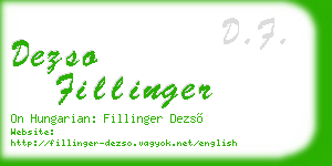 dezso fillinger business card
